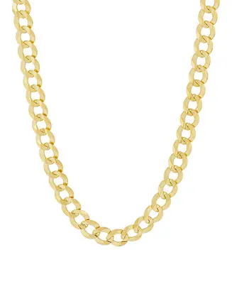 Fresh Stock Concave Curb Link 20" Chain Necklace in 14k Gold-Plated Sterling Silver